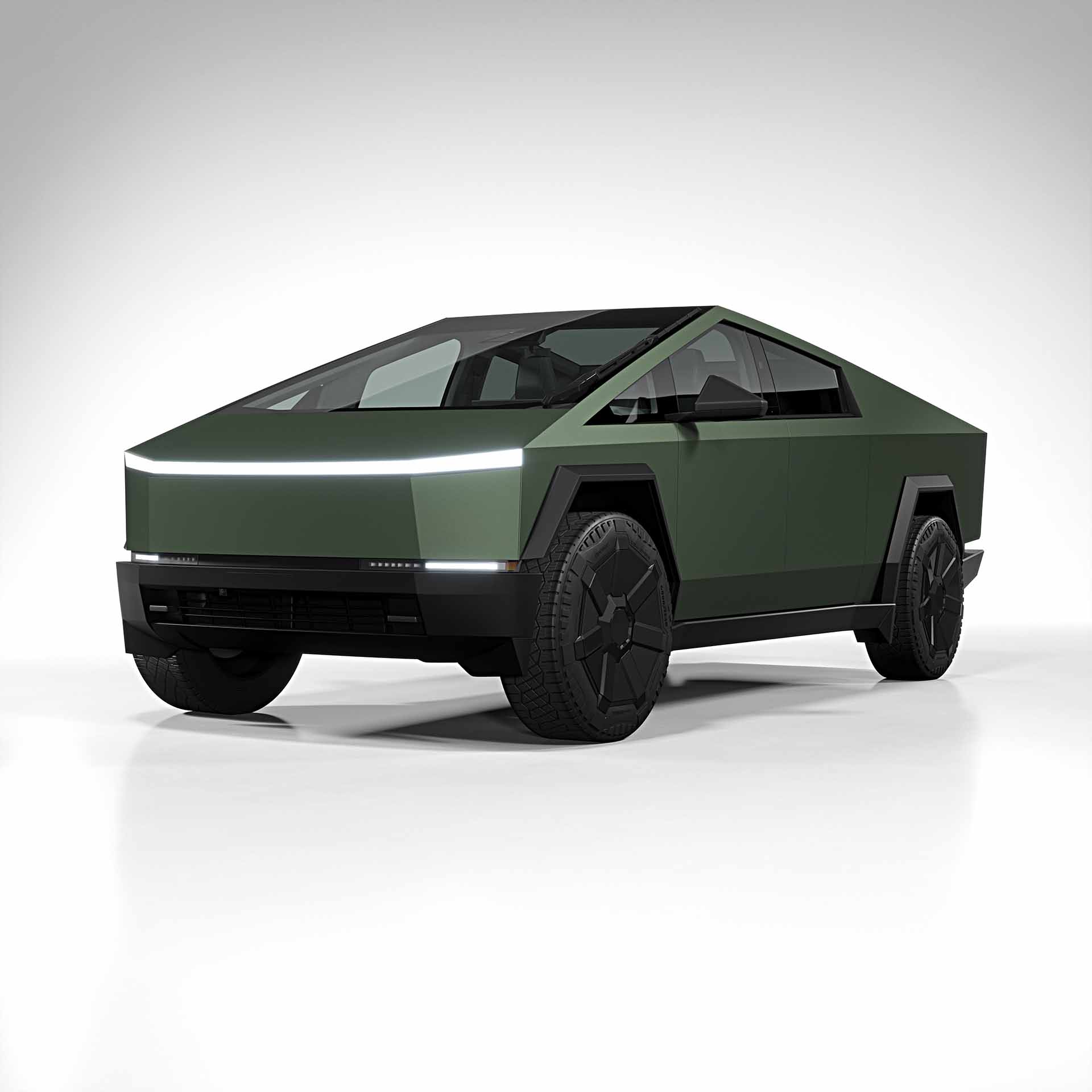 2025 Tesla Cybertruck matte metallic moss green 0001